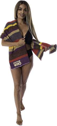 Doctor Who 4th Doctor Multi Color 100% Cotton Bath Towel 28" X 55"