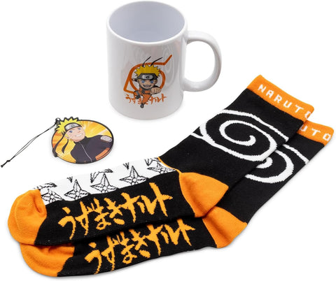 Naruto Shippuden Gift Set Hidden Village 3 Piece Mug, Crew Socks, Christmas Ornament