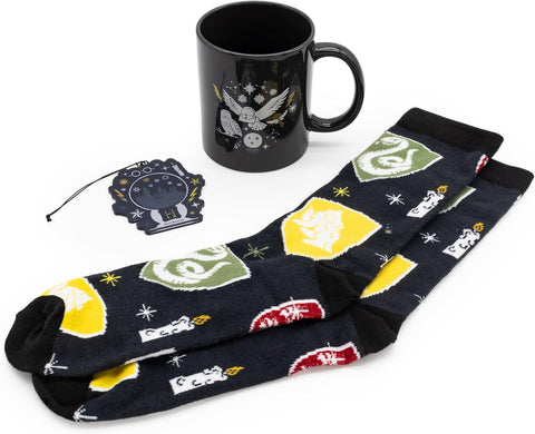 Harry Potter Gift Set Hogwarts And Hedwig 3 Piece Mug, Crew Socks, Christmas Ornament