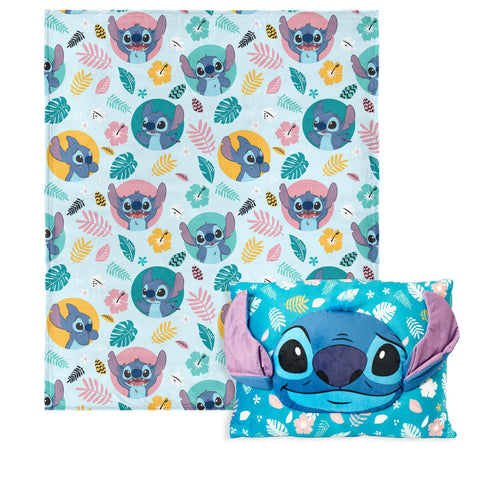 Disney Lilo & Stitch Alien Dreams Blanket & Plush Pocket Pillow Set – Cozy 50"x60" Throw with 14"x20" Pillow