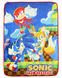 Sonic The Hedgehog Throw Blanket Knuckles Tails and Sonic Fleece Blanket 45x60"