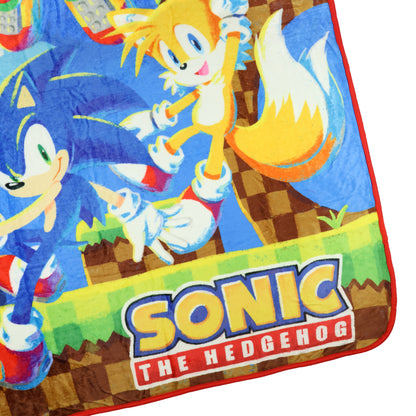 Sonic The Hedgehog Throw Blanket Knuckles Tails and Sonic Fleece Blanket 45x60"
