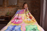 Care Bears Blanket Hugs Funshine Grumpy Good Luck Cheer Band Throw 45" X 60"