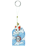 Deamon Slayer Keychain Kitsune Warding Mask with Tanjiro Cloud Print Pouch