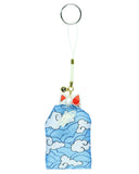 Deamon Slayer Keychain Kitsune Warding Mask with Tanjiro Cloud Print Pouch