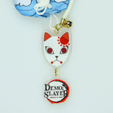 Deamon Slayer Keychain Kitsune Warding Mask with Tanjiro Cloud Print Pouch