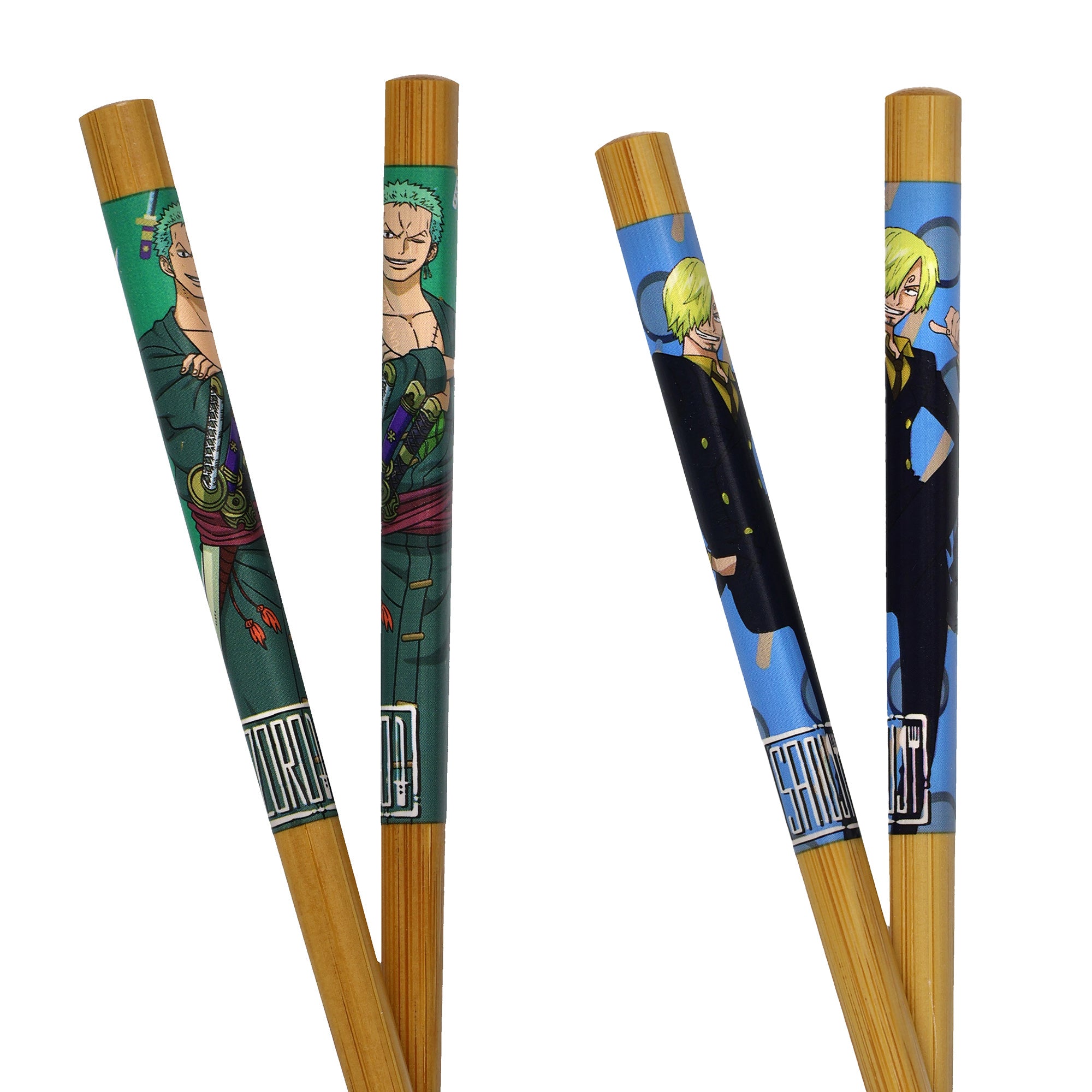 One Piece Chopsticks Character Inspired Designs Reusable Bamboo Set – 4 Pack