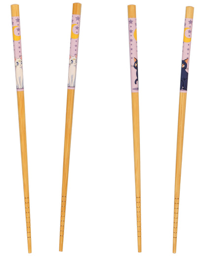 Sailor Moon Reusable Chopsticks Luna and Artemis Set of 2 Bamboo Chopsticks