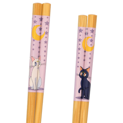 Sailor Moon Reusable Chopsticks Luna and Artemis Set of 2 Bamboo Chopsticks