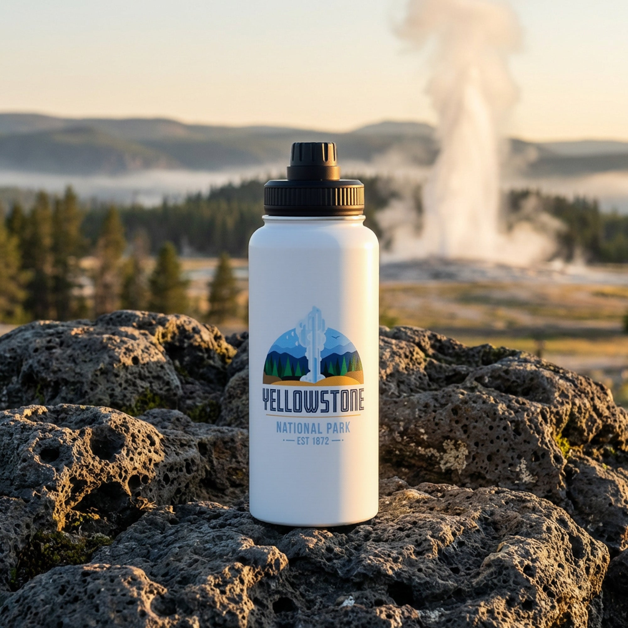 Yellowstone National Park Water Bottle 32oz Double-Wall Insulated Stainless Steel