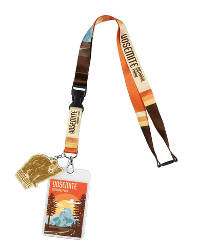 Yosemite National Park Lanyard ID Badge Holder Breakaway Keychain Wood Charm