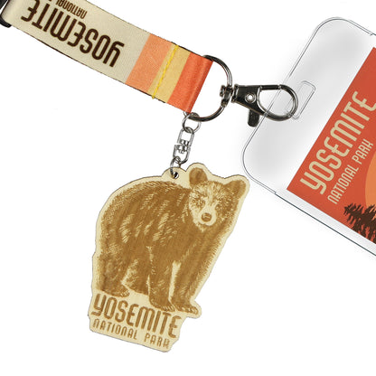Yosemite National Park Lanyard ID Badge Holder Breakaway Keychain Wood Charm