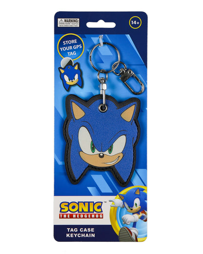 Sonic The Hedgehog PU Leather Sonic Air Tag Holder Keychain With Lobster Clasp