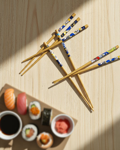 Sonic The Hedgehog Chopsticks Character Designed Reusable Bamboo Set - 4 Pairs