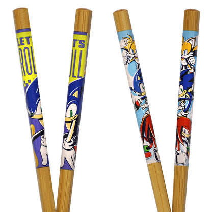 Sonic The Hedgehog Chopsticks Character Designed Reusable Bamboo Set - 4 Pairs