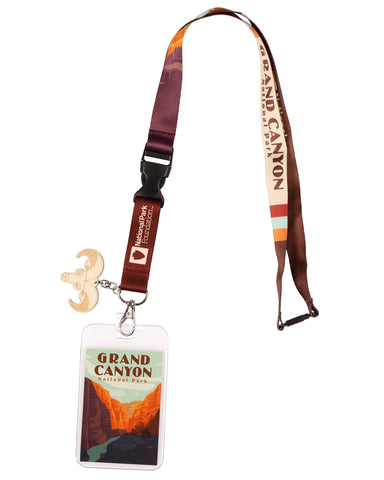 Grand Canyon National Park Lanyard ID Badge Holder Breakaway Keychain Wood Charm