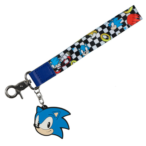 Sonic The Hedgehog Wristlet Keychain Lanyard Rubber Charm Wrist Strap