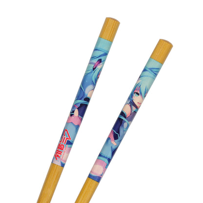 Hatsune Miku Chopsticks Virtual Pop Star Designs Reusable Bamboo Set, 4-Pack