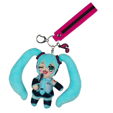 Hatsune Miku Plush Wristlet Keychain Rubber Charm And Strap Anime Character 11"