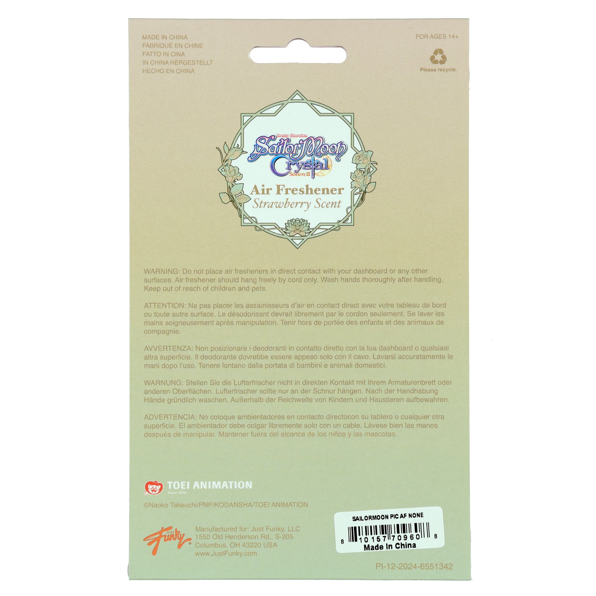 Sailor Moon Group Polaroid Cardboard Hanging Air Freshener- Strawberry Scent