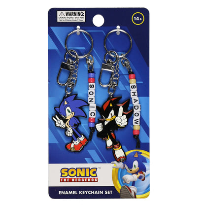 Sonic the Hedgehog and Shadow Keychain Set 2 Pack Enamel Metal Beaded Accessory