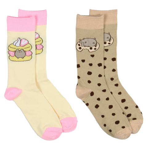 Pusheen The Cat Yummy Snacks Crew Socks Size 5-9 - 2 Pair