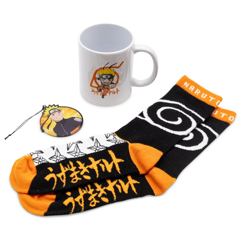 Naruto Shippuden Gift Set Hidden Village 3 Piece Mug, Crew Socks, Christmas Ornament