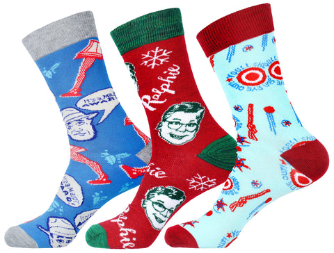 A Christmas Story Men's Movie Inspired Design 3 Pack Crew Socks
