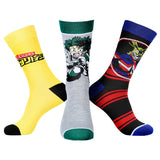 My Hero Academia Socks Men's Izuku Midoryia All-Might 3 Pack Mid-Calf Crew Socks