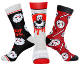Friday The 13th Jason Voorhees Socks Horror Slasher Film Men's 3 Pack Crew Socks
