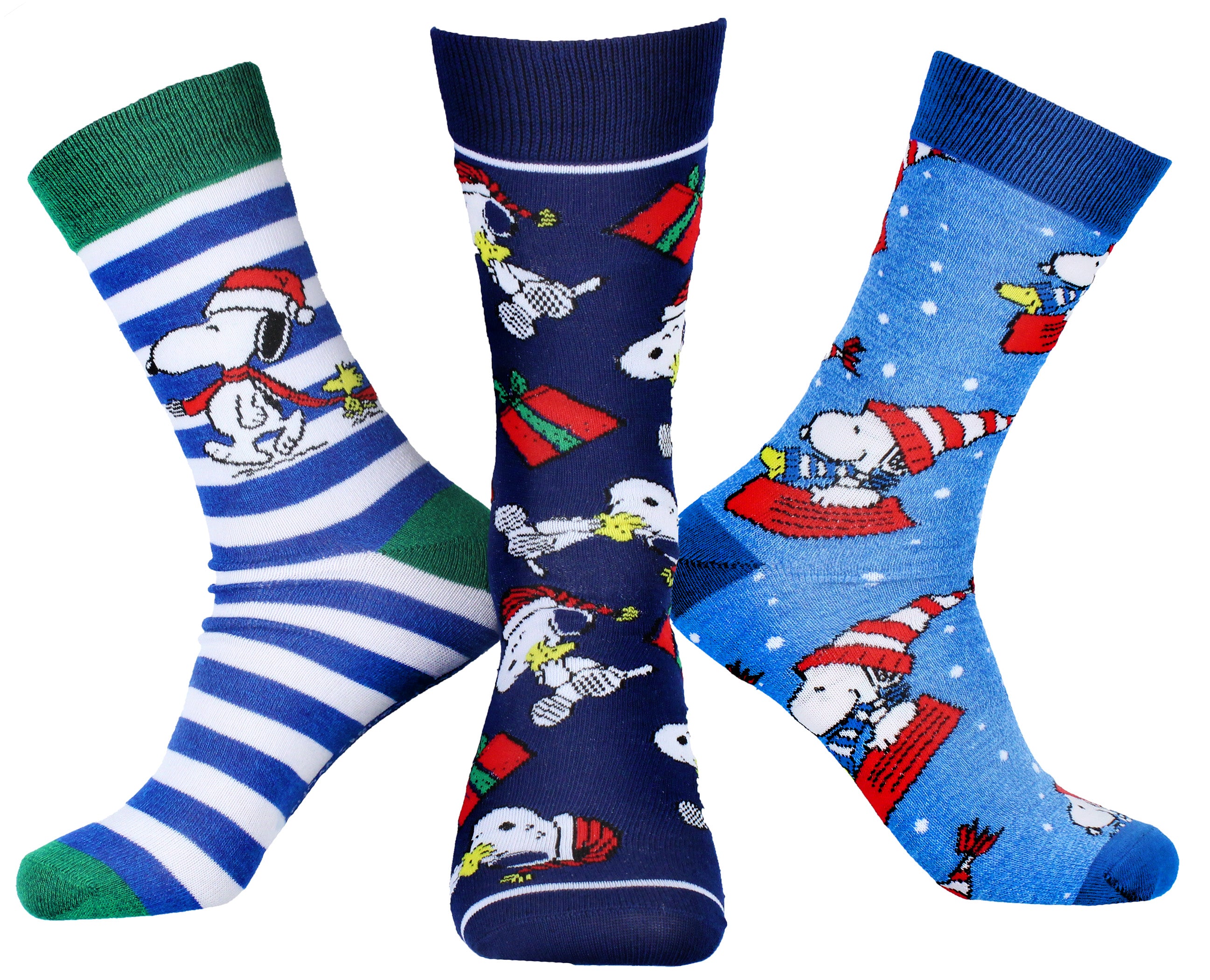 Peanuts Snoopy Holiday Themed 3 Pack Adult Mid-Calf Crew Socks
