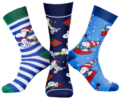 Peanuts Snoopy Holiday Themed 3 Pack Adult Mid-Calf Crew Socks