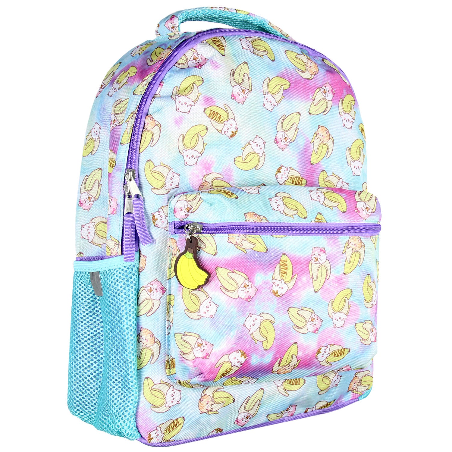 Bananya Anime Cartoon Tabby Bananyako Galaxy Toss Print Backpack 16"