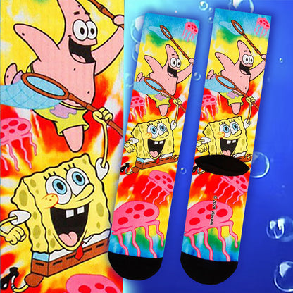 SpongeBob SquarePants Jellyfish Tie-Dye Sublimated Crew Socks - Seven Times Six