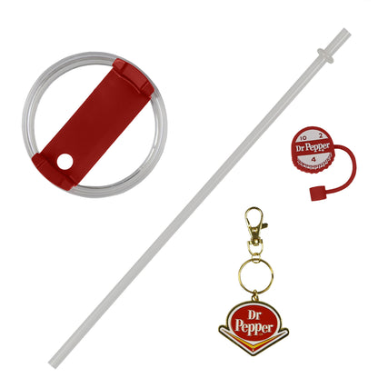 Dr Pepper 30-oz Stainless Steel Tumbler Set Straw Topper Keychain Insulated Mug