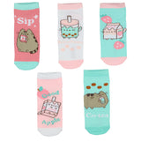 Pusheen Cat Socks Women's Pastel Snack Time 5-Pair Ankle Sock OSFM