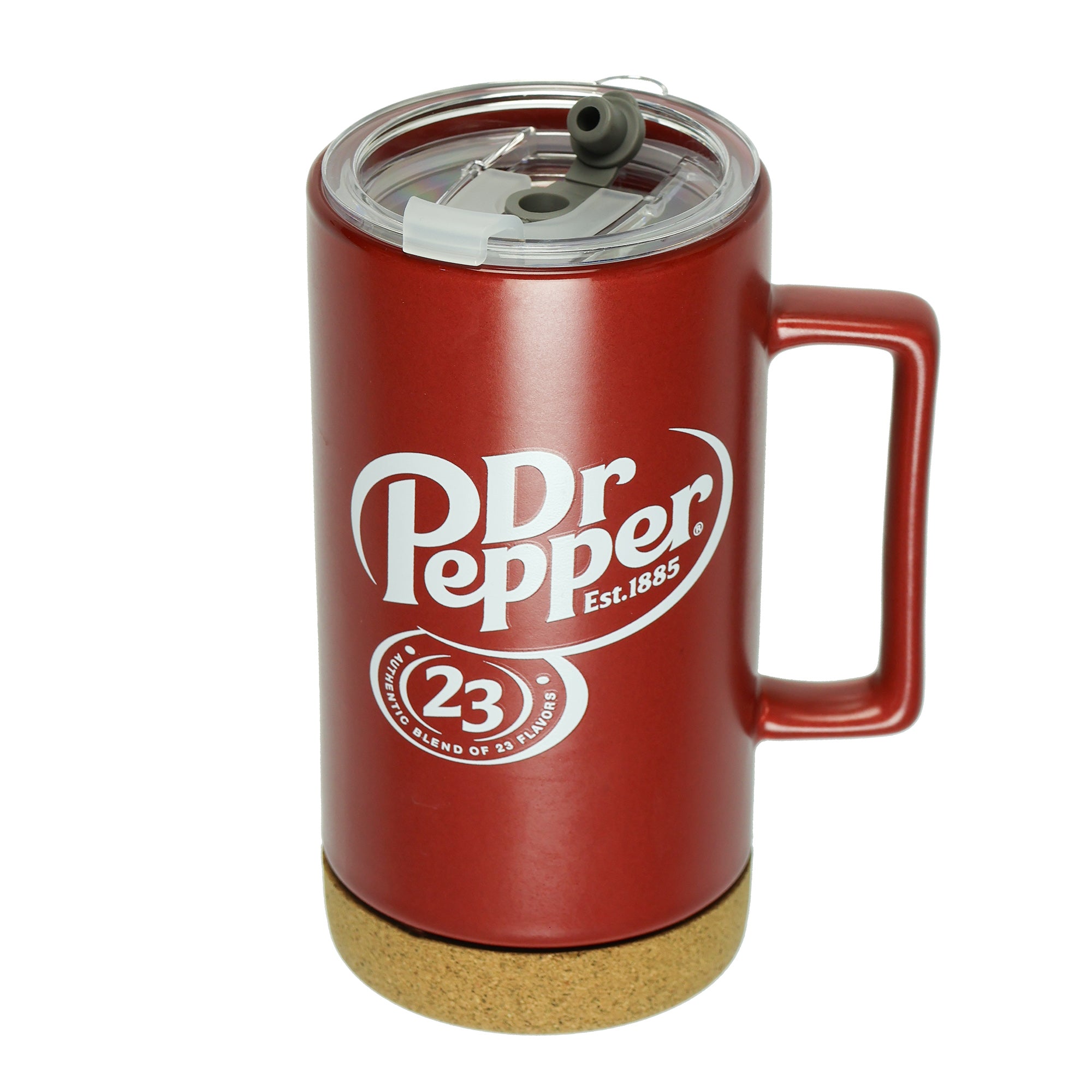 Dr Pepper 16 oz Travel Coffee Mug Keychain and Holographic Sticker Bundle Set