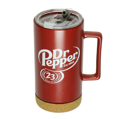 Dr Pepper 16 oz Travel Coffee Mug Keychain and Holographic Sticker Bundle Set