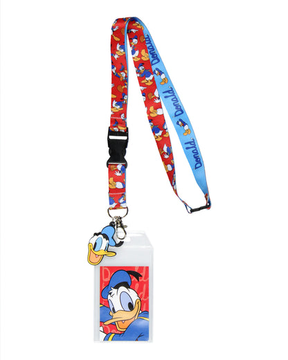 Disney Classic Donald Duck Lanyard with Clear ID Badge Holder and Rubber Charm