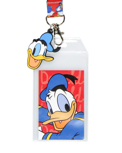 Disney Classic Donald Duck Lanyard with Clear ID Badge Holder and Rubber Charm