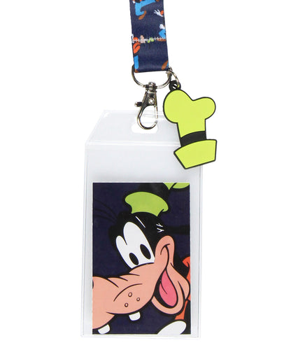Disney Hot Diggity Dog Goofy Lanyard with Clear ID Badge Holder and Rubber Charm