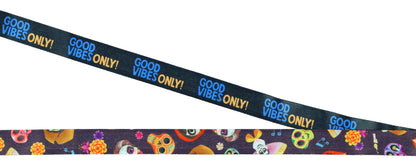 Disney Coco Good Vibes Only Lanyard with ID Holder and 2.5" Rubber Guitar Charm
