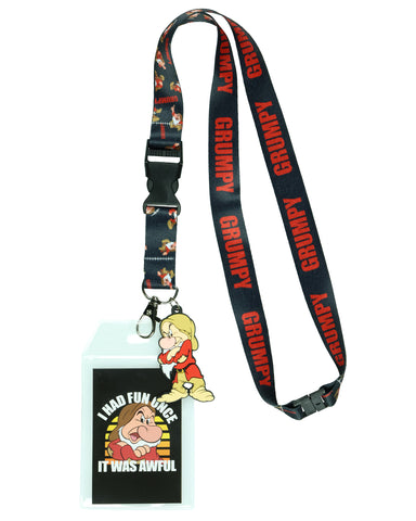 Snow White Grumpy This Is My Happy Face Lanyard with ID Badge Holder and Charm