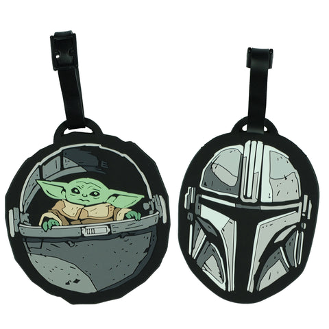 Star Wars The Mandalorian Mando and Grogu 2 Pack Rubber ID Luggage Tags