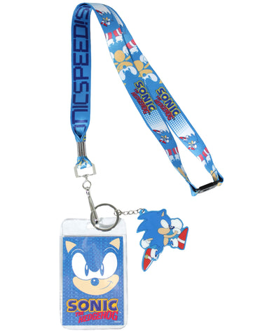 Sonic The Hedgehog Sonic Speed Lanyard ID Badge Holder w/ Metal Keychain