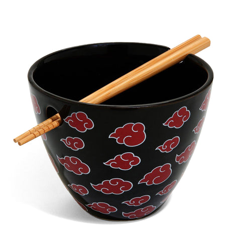 Naruto Shippuden Akatsuki Red Clouds Ramen Bowl W Reusable Bamboo Chopsticks