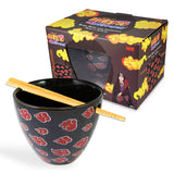Naruto Shippuden Akatsuki Red Clouds Ramen Bowl W Reusable Bamboo Chopsticks
