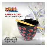 Naruto Shippuden Akatsuki Red Clouds Ramen Bowl W Reusable Bamboo Chopsticks