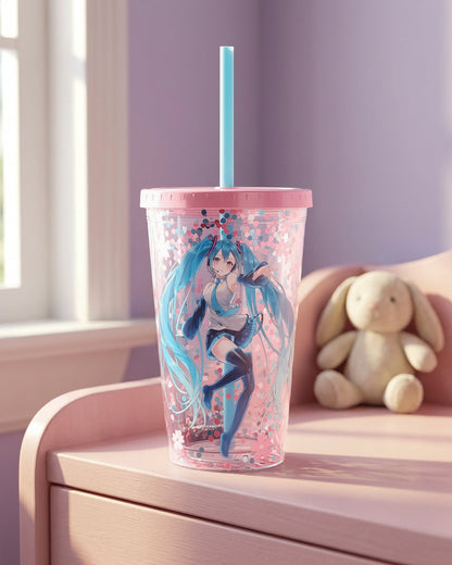 Hatsune Miku Tumbler 16 oz Vocaloid Cold Beverage Drink Cup with Twist-On Lid