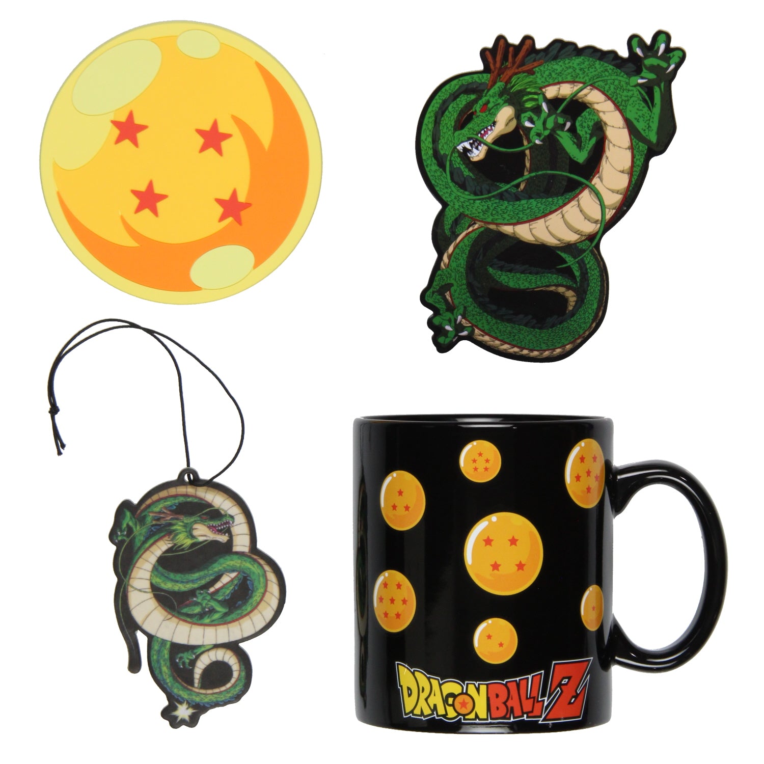 Dragon Ball Z Shenron Coffee Mug Gift Set With Coaster, Air Freshener, Auto Magnet - Seven Times Six